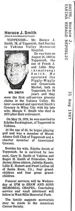 Horace Smith Obituary - 1987