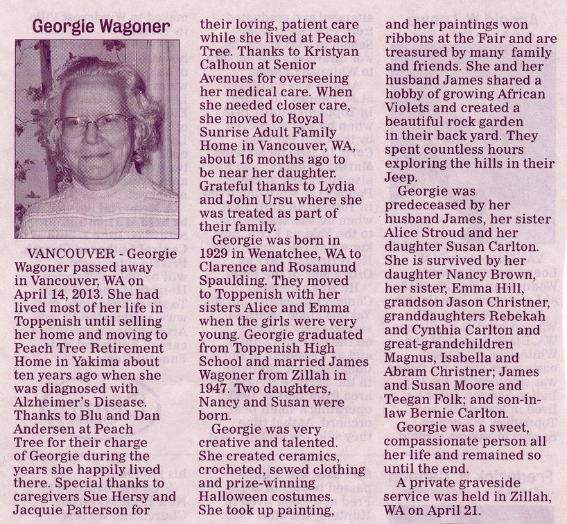 Georgie Spaulding Wagoner obituary