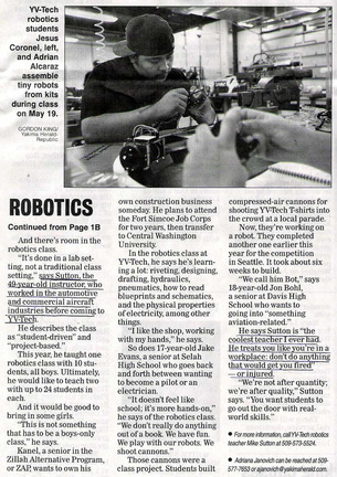 Mike Sutton ('78) article B - YV Tech Skills Center - Robotics