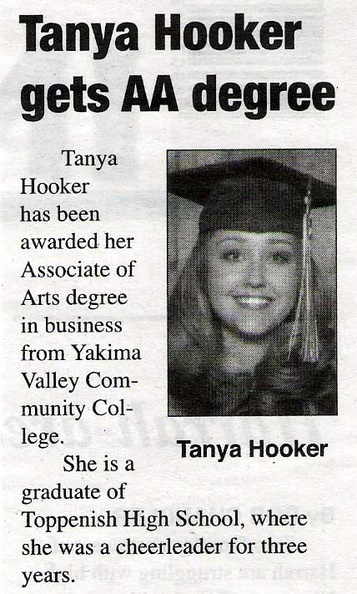 Tanya Hooker - YVCC AA Degree - Aug 2008