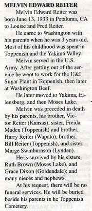 Melvin Reiter obituary - March 2010 - Class of 1950?