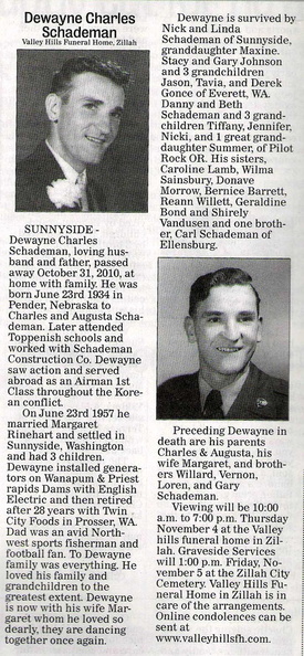Dewayne Schademan obituary - October 2010