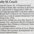 Ruby Couch death notice - Oct 2009 - former Toppenish school cook and reading assistant