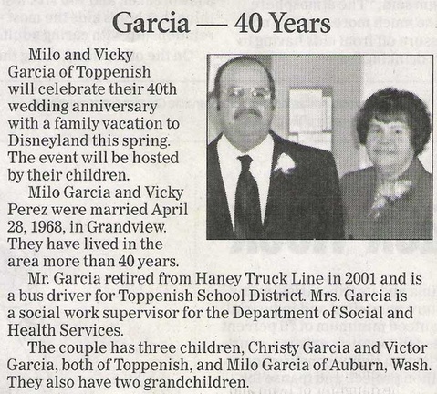 Milo Garcia - 40th anniversary - April 2008 - Toppenish bus driver