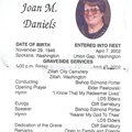 Joan M. Immerstein (Purchase Daniels) Memory Card