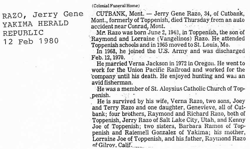 Jerry Razo obit-Feb 1980 - Class of 1966?