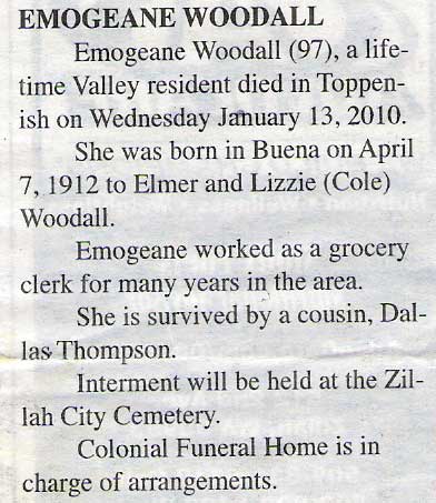 Emogeane Woodall obituary - January 2010