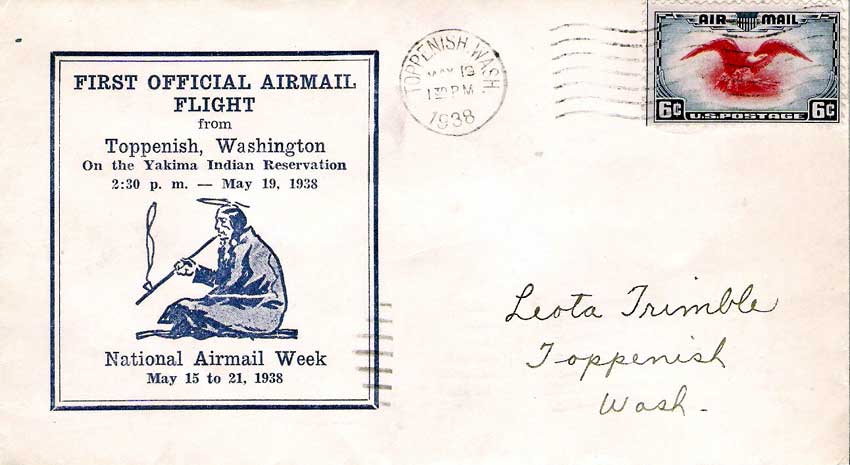 1st Airmail from Toppenish - May 19, 1938