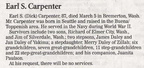 Earl (Dick) Carpenter death notice - April 2009 - Class of 1940