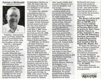 Patrick McDonald obituary - August 2011 - Class of 1942