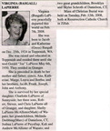 Virginia (Basgall) LaPierre obituary - Feb 2008 - Class of 1944
