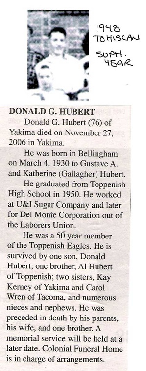 Don Hubert obituary - 2006