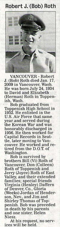 Bob Roth obituary - January 2008 - Class of 1952