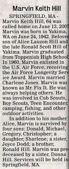 Marvin Hill obit - Class of 1960