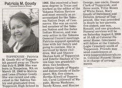 Patricia Goudy obituary - Aug 2009 - Class of 1966