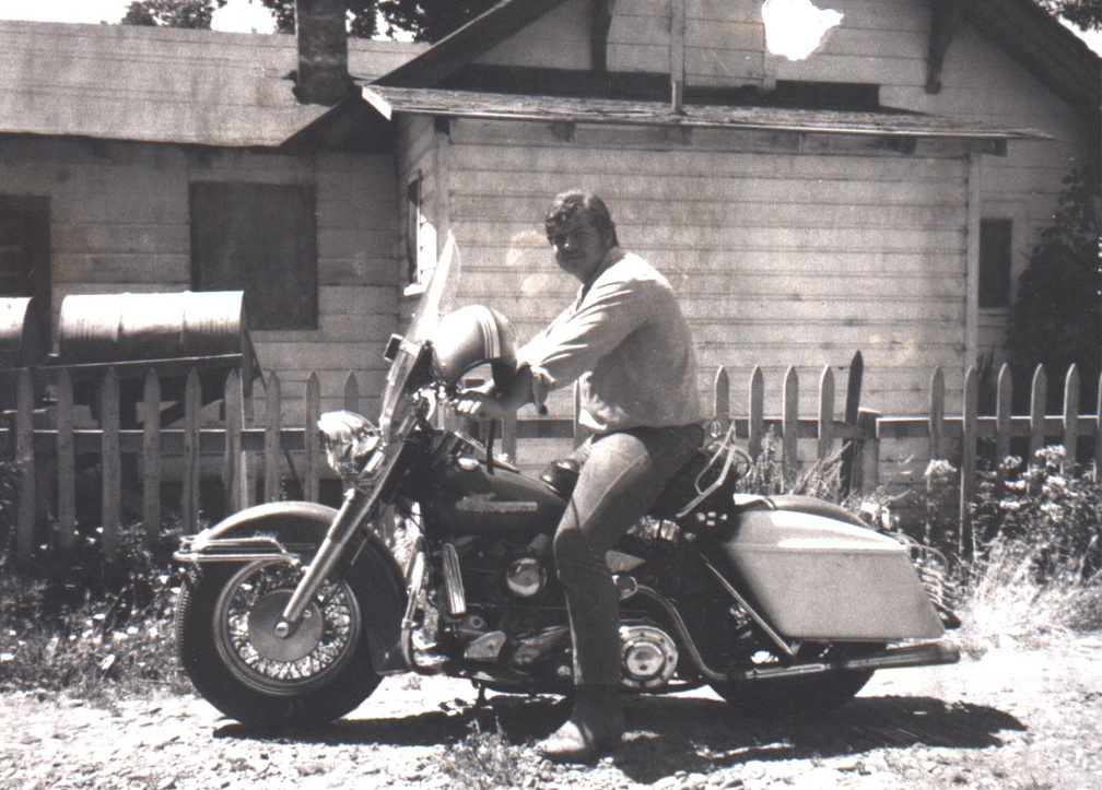 Dennis Parker with 1956 Harley 74 cubic inch, 1970.