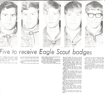 Buena Eagle Scouts -1971 Picture and article made front page of Toppenish Review- Roger Althoff and Ken Schmidt '71, rest are '7