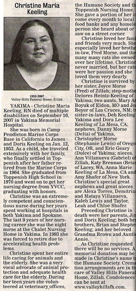 Christine Keeling obituary -  Class of 1971