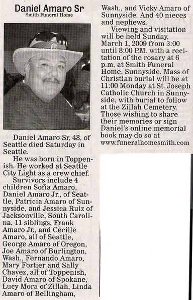 Daniel Amaro obituary - February 2009 - Class of 1979
