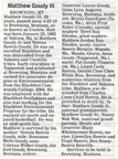 Matthew Goudy III obituary - April 2010