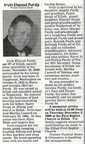 Irvin Purdy obituary - Nov 2009 