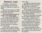 Dick Lowe obit - April 2007 - Class of 1952?