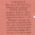 Inside cover
Memorial to Buena 2nd grader,Shirley Rediske, who died April 14, 1944