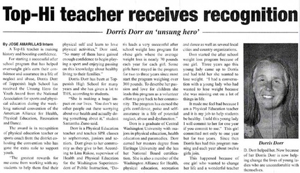 Dorris Dorr - Top Hi PE teacher wins Unsung Hero award