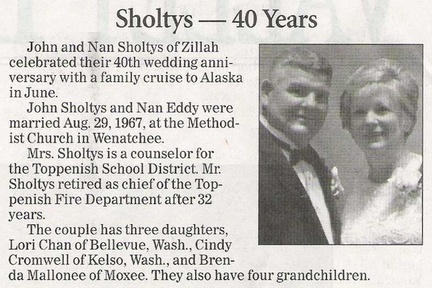 Nan Sholtys (Toppenish School District Counselor) - 40th Anniversary - 2007