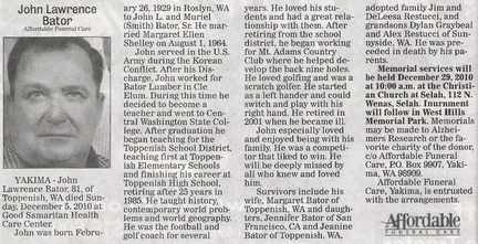 John Bator obituary