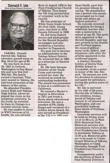 Donald Ide obituary - May 2012 - former business teacher