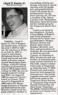Lloyd Keene obituary - July 2010 - former Top-Hi teacher &amp; coach