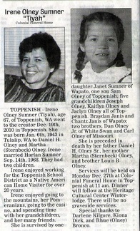 Irene Olney Sumner obituary