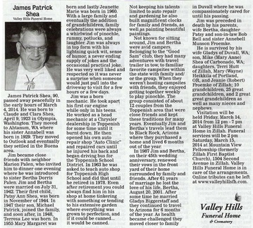 Jim Shea obituary - March 2014 - former auto mechanics teacher