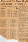 1962.09 Preview Article on the Toppenish Kelso Game in Cowlitz County Players and Line-ups