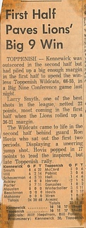 1963.0105 Kennewick 68 Toppenish Wildcats 55 as Ron Hovis scores 17 points