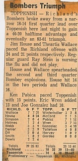 1963.0125 Richland 83 Toppenish 61 High School Basketball Newspaper Clipping
