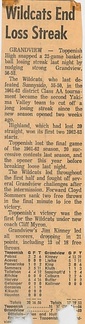 1963.1213 Toppenish ends 22 game Losing Streak with a win over Grandview Greyhounds Toppenish 56 Grandview 53 in Grandview