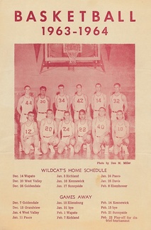 1963.1220 Page 1 Toppenish High School Basketball Program 63-64 Season vs West Valley High School Cliff Myron Head Coach and Tom Shellenberger Assistant