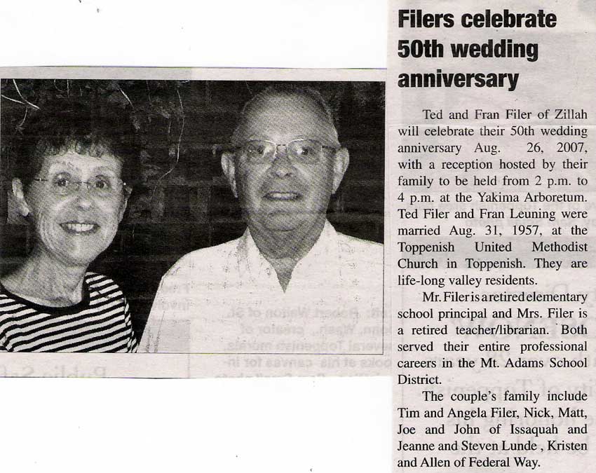 Ted Filer ('53) - 50th Anniversary - 2007