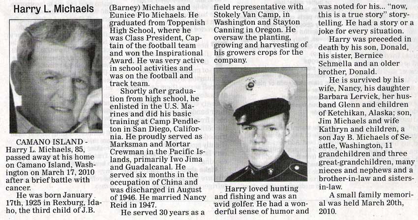 Harry Michaels obituary - March 2010 -  Class of 1942?