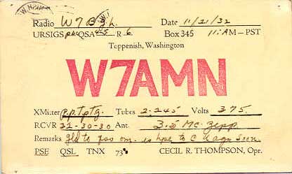 Ham Radio Card 1932