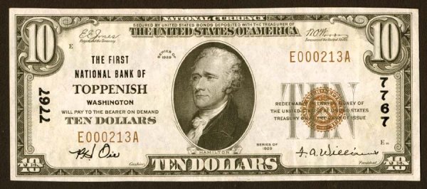 Bill for sale on eBay - starting bid $4,500 - Bank of Toppenish