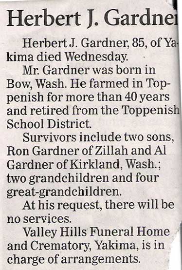 Herbert Gardner obituary - Dec 26,2007 - school district employee
